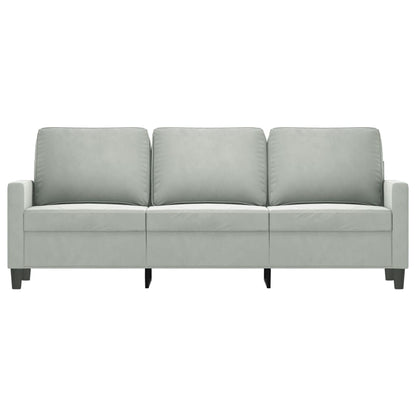 Divano a 3 Posti Grigio Chiaro 180 cm in Velluto