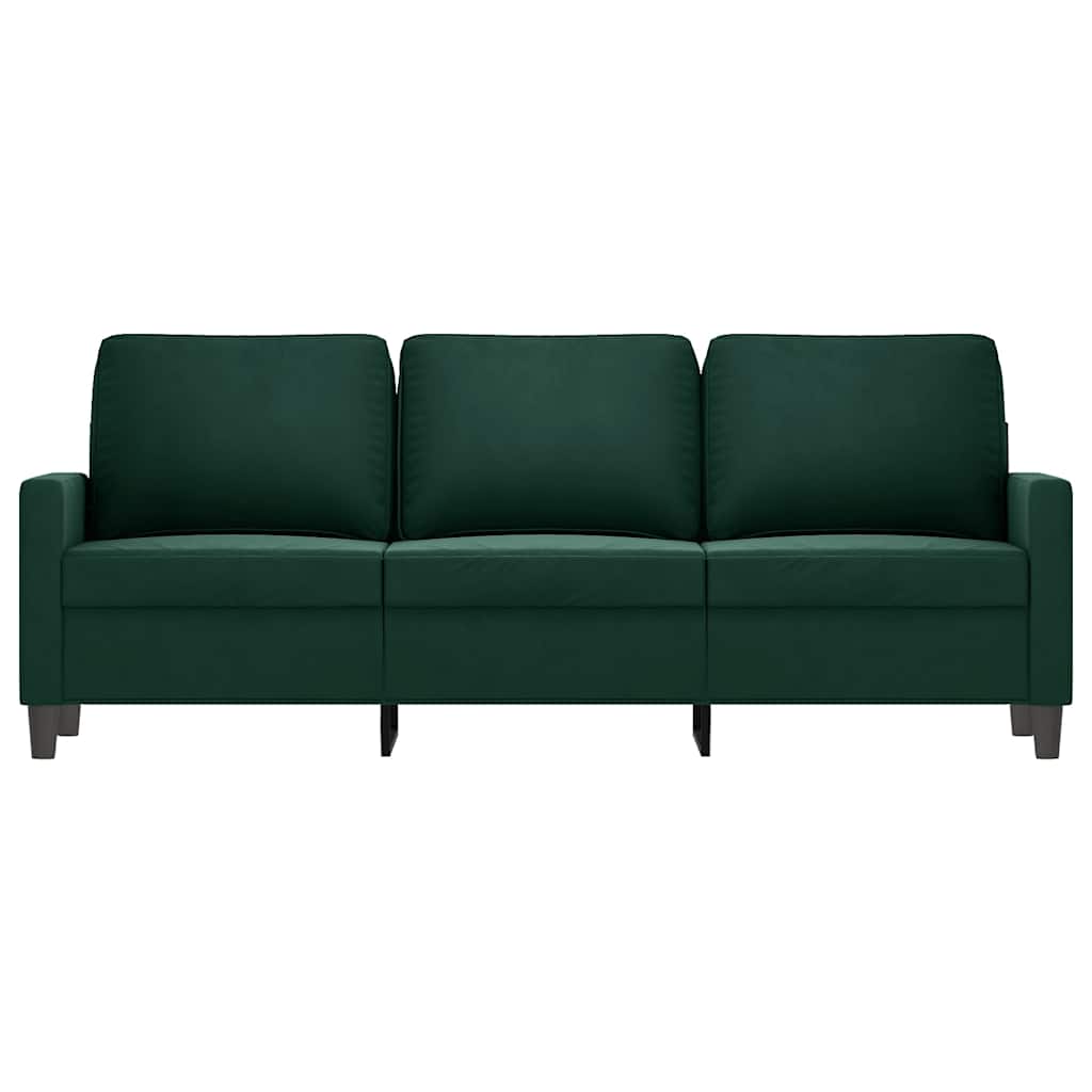 Divano a 3 Posti Verde Scuro 180 cm in Velluto