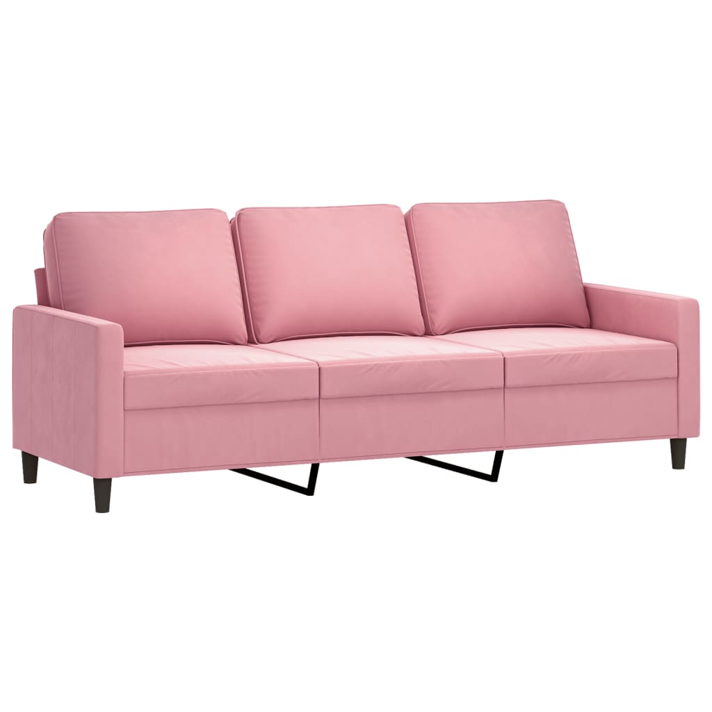 Rosafarbenes 3-Sitzer-Sofa 180 cm aus Samt