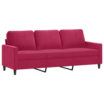 Divano a 3 Posti Rosso Vino 180 cm