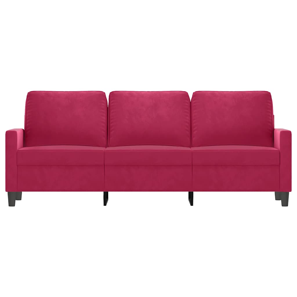 Divano a 3 Posti Rosso Vino 180 cm