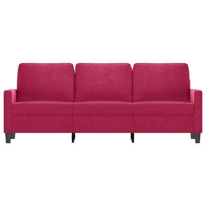 Divano a 3 Posti Rosso Vino 180 cm