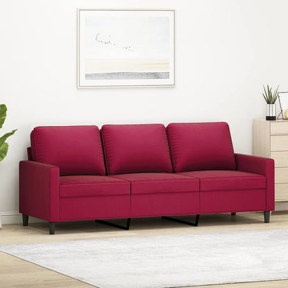 Divano a 3 Posti Rosso Vino 180 cm
