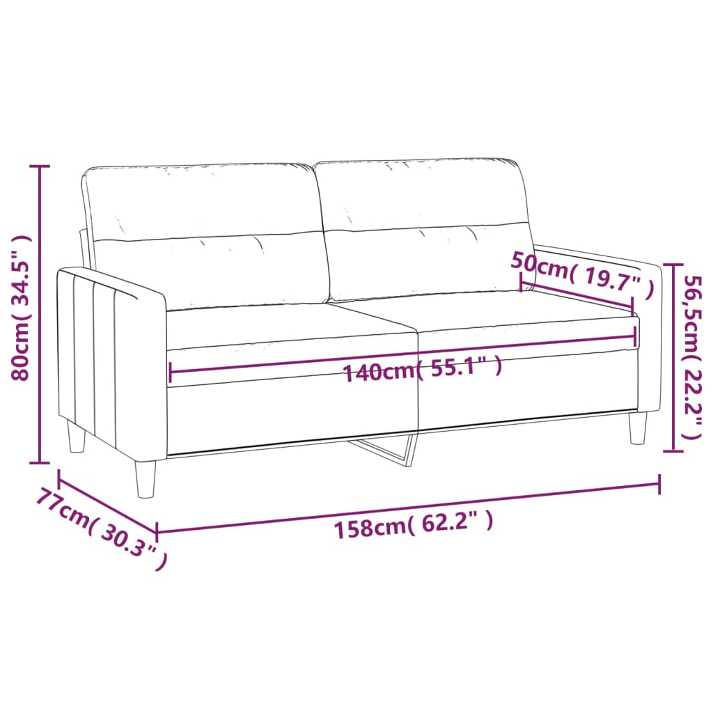 Brown 2 Seater Sofa 140 cm in Fabric