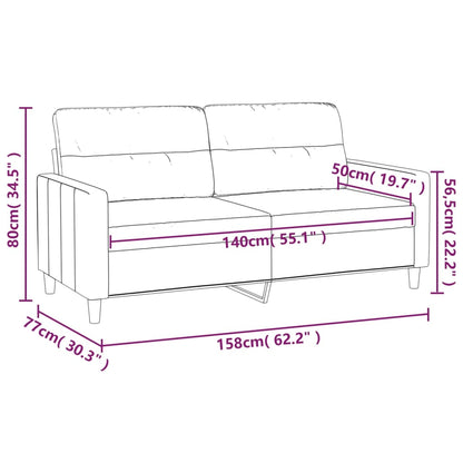 Brown 2 Seater Sofa 140 cm in Fabric