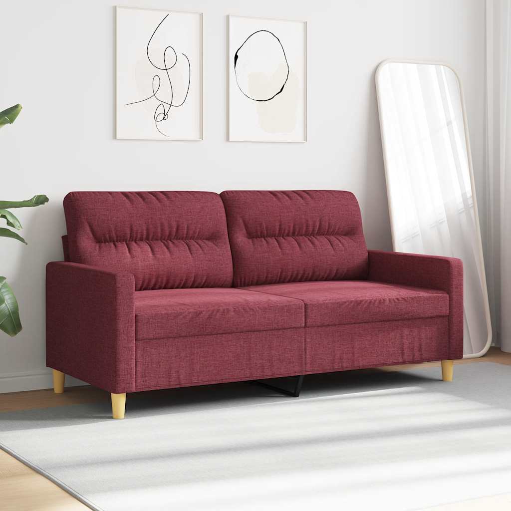 Divano a 2 Posti Rosso Vino 140 cm in Tessuto | homemem39