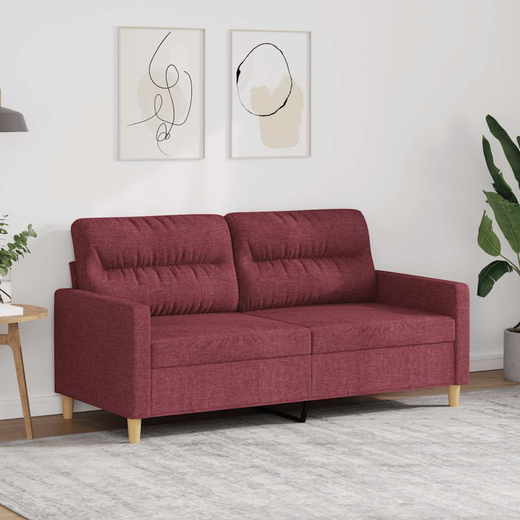 Divano a 2 Posti Rosso Vino 140 cm in Tessuto | homemem39