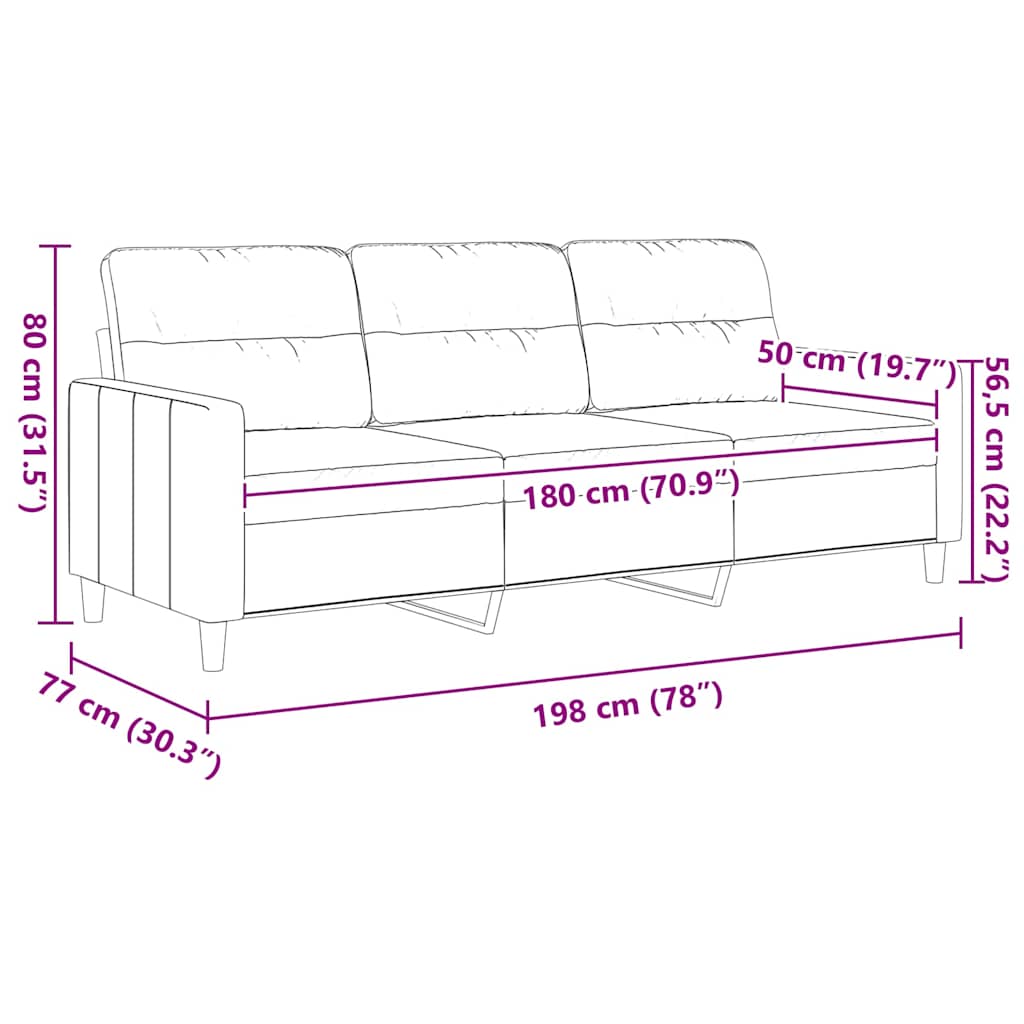 Divano a 3 Posti Grigio Chiaro 180 cm in Tessuto | homemem39