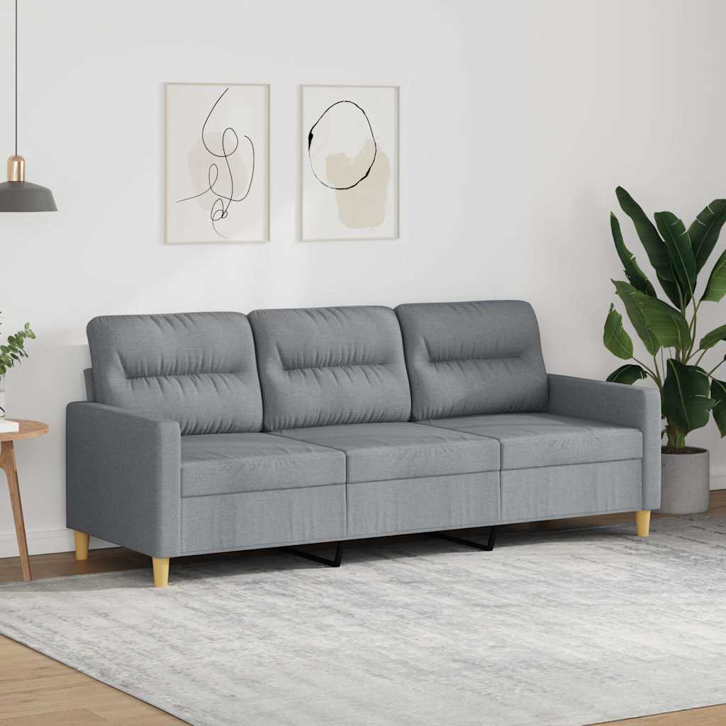 Divano a 3 Posti Grigio Chiaro 180 cm in Tessuto | homemem39
