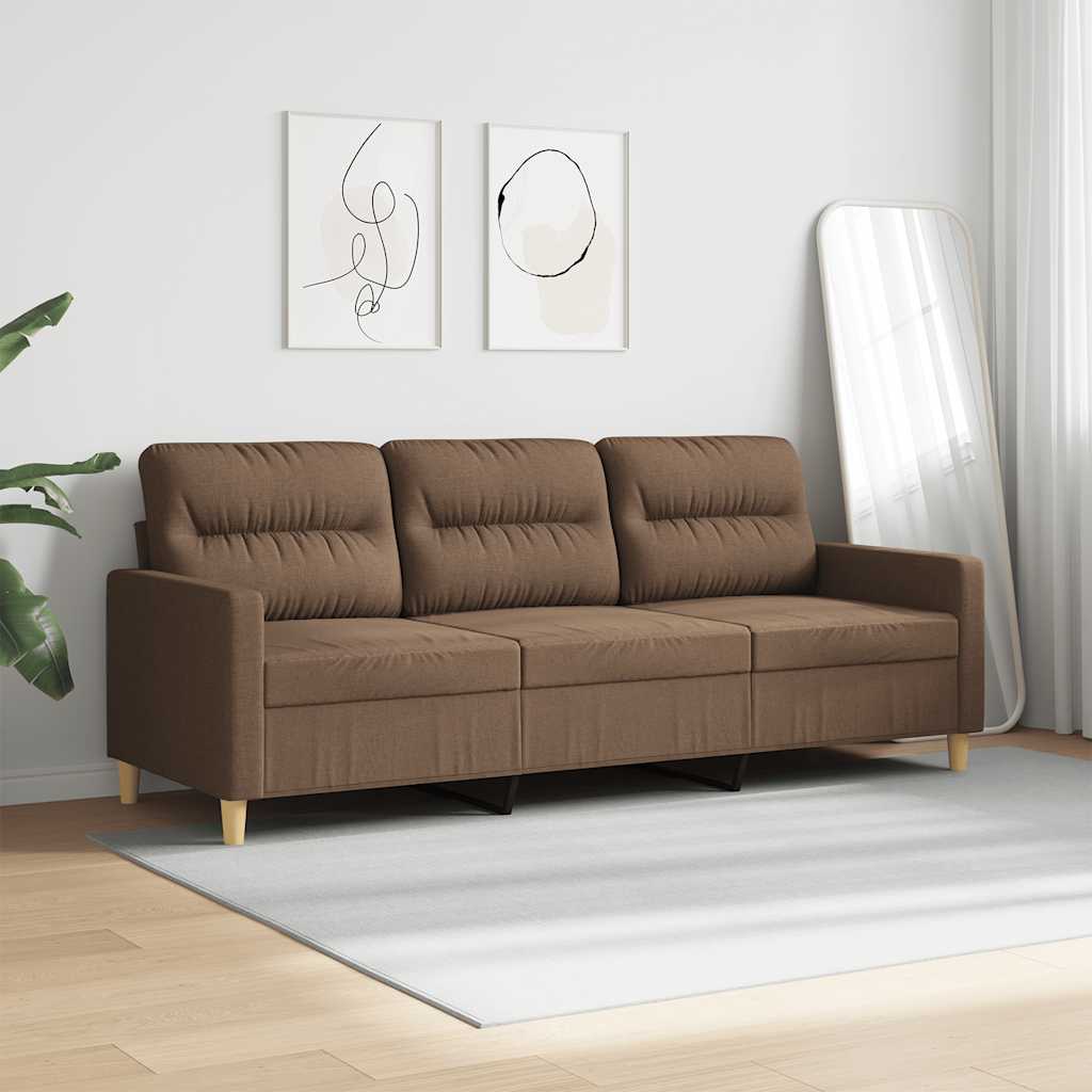 Divano a 3 Posti Marrone 180 cm in Tessuto | homemem39