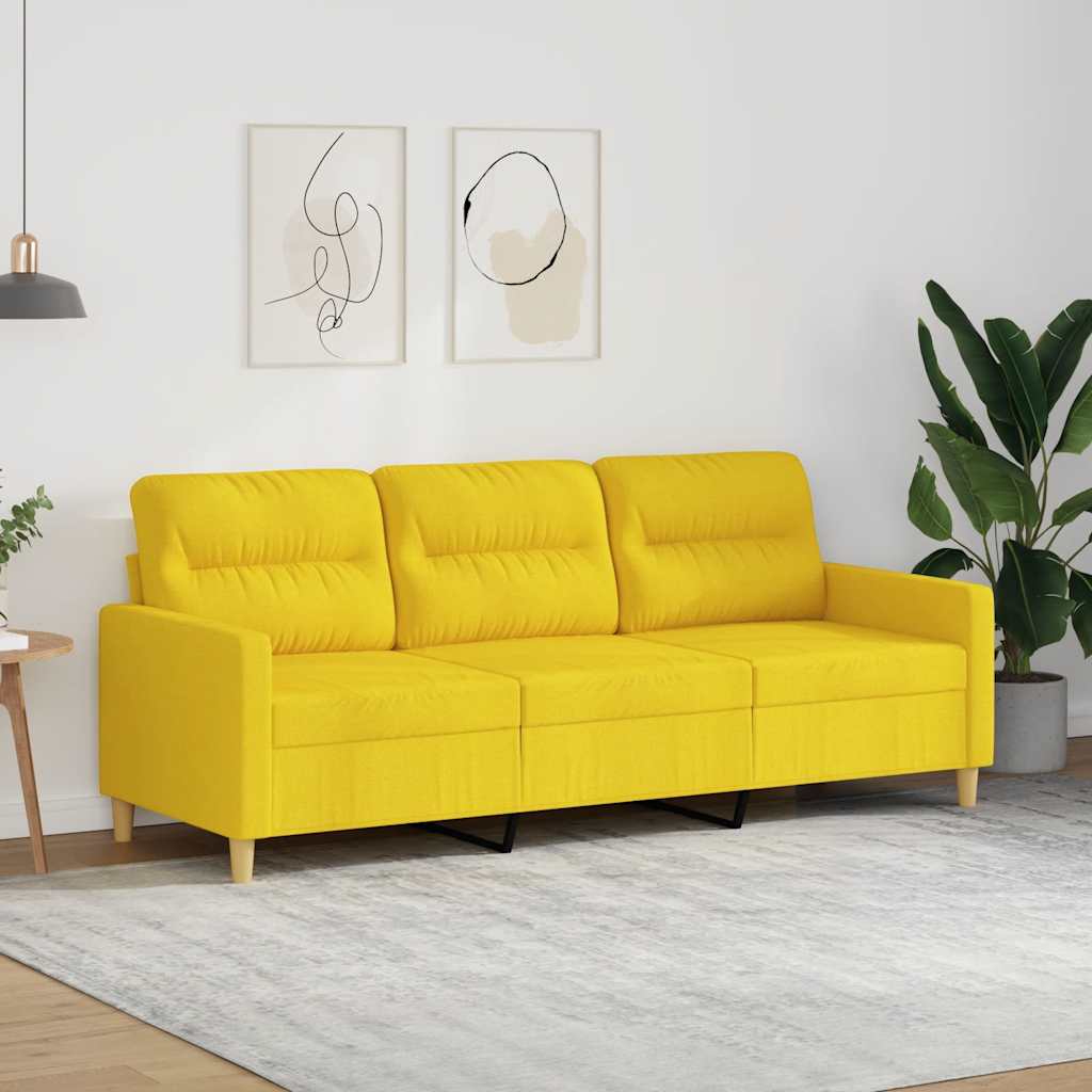 Divano a 3 Posti Giallo Chiaro 180 cm in Tessuto | homemem39