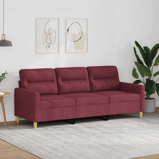 3 Seater Sofa Wine Red 180 cm in Fabric