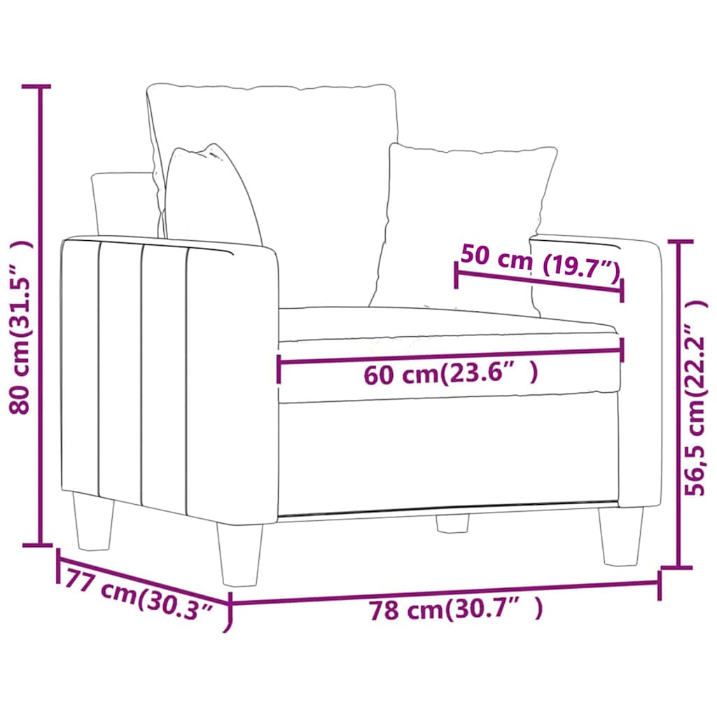 Poltrona Grigio Scuro 60 cm in Tessuto | homemem39