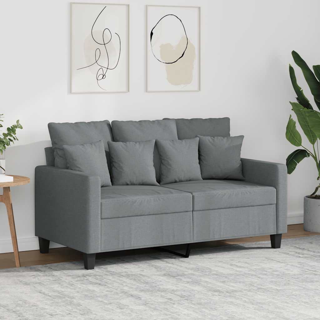 Divano a 2 Posti Grigio Chiaro 120 cm in Tessuto