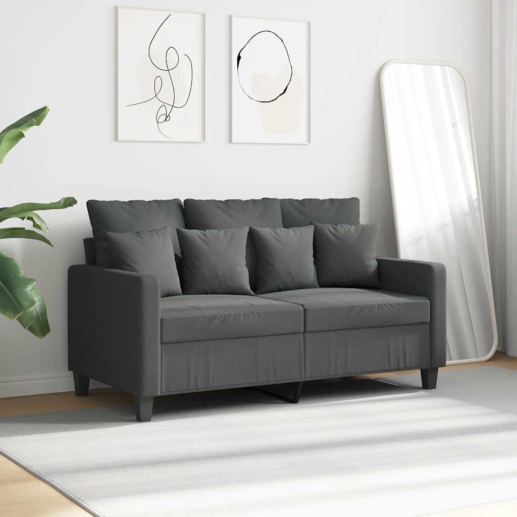 Divano a 2 Posti Grigio Scuro 120 cm in Tessuto