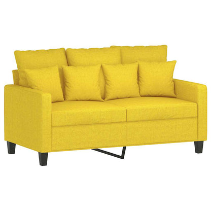 Divano a 2 Posti Giallo Chiaro 120 cm in Tessuto