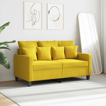 Divano a 2 Posti Giallo Chiaro 120 cm in Tessuto