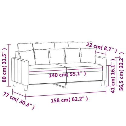 Divano a 2 Posti Grigio Chiaro 140 cm in Tessuto