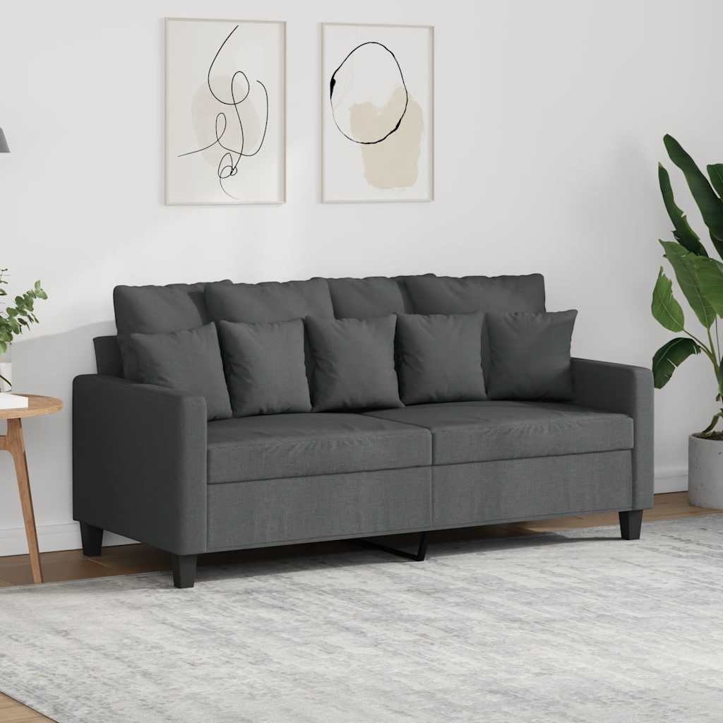 Divano a 2 Posti Grigio Scuro 140 cm in Tessuto