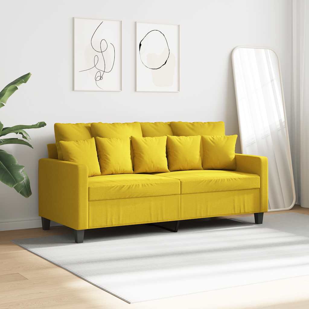 Divano a 2 Posti Giallo Chiaro 140 cm in Tessuto
