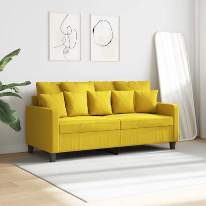 Divano a 2 Posti Giallo Chiaro 140 cm in Tessuto