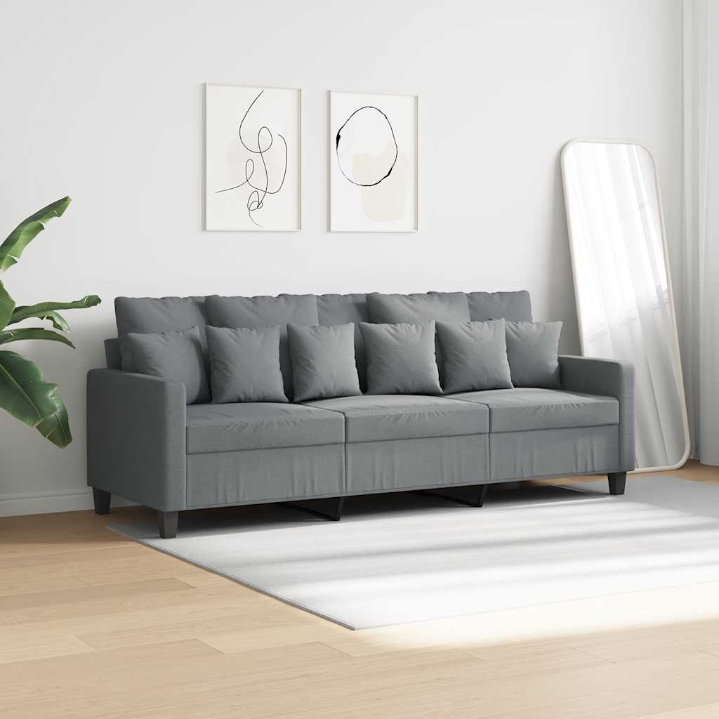Divano a 3 Posti Grigio Chiaro 180 cm in Tessuto