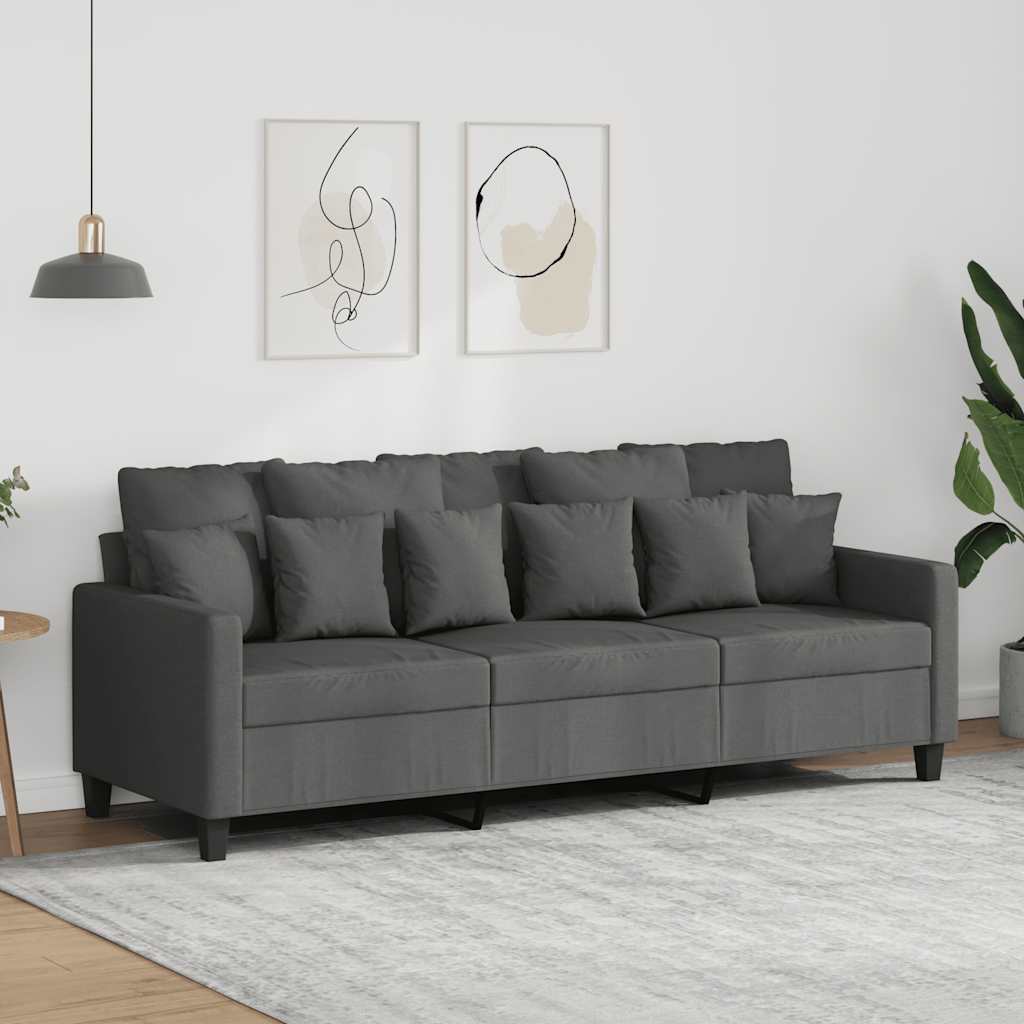 Divano a 3 Posti Grigio Chiaro 180 cm in Tessuto