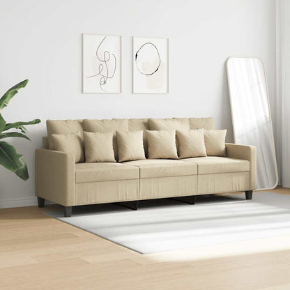 Divano a 3 Posti Crema 180 cm in Tessuto