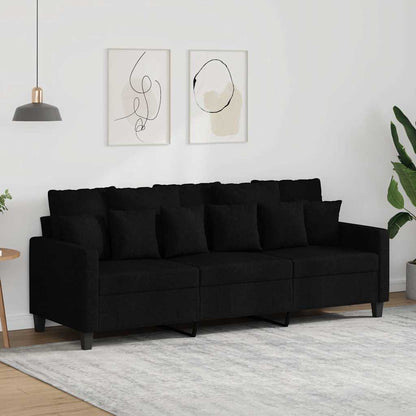 Divano a 3 Posti Nero 180 cm in Tessuto