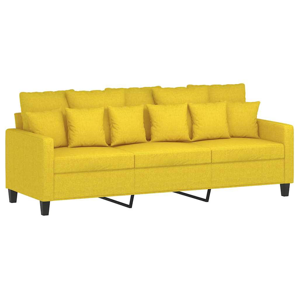 Divano a 3 Posti Giallo Chiaro 180 cm in Tessuto