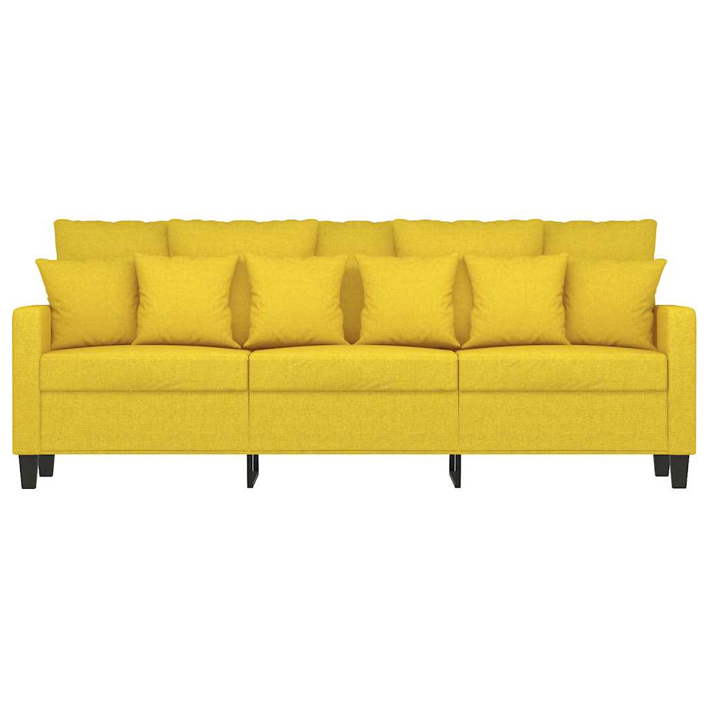 Divano a 3 Posti Giallo Chiaro 180 cm in Tessuto