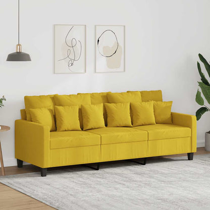 Divano a 3 Posti Giallo Chiaro 180 cm in Tessuto
