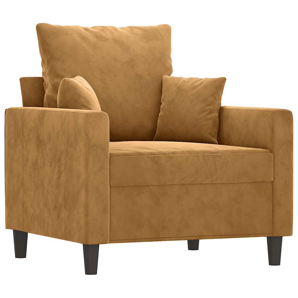 Poltrona Marrone 60 cm Velluto