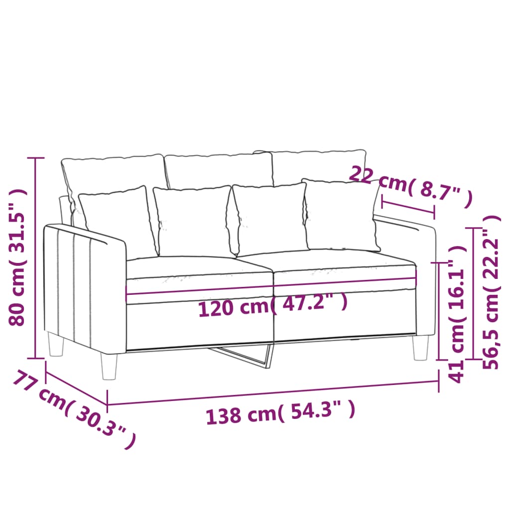 Divano a 2 Posti Grigio Chiaro 120 cm in Velluto