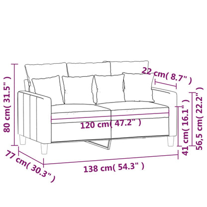 Divano a 2 Posti Grigio Chiaro 120 cm in Velluto