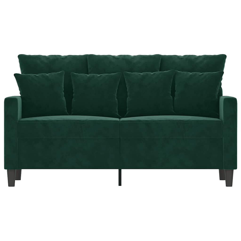 Divano a 2 Posti Verde Scuro 120 cm in Velluto