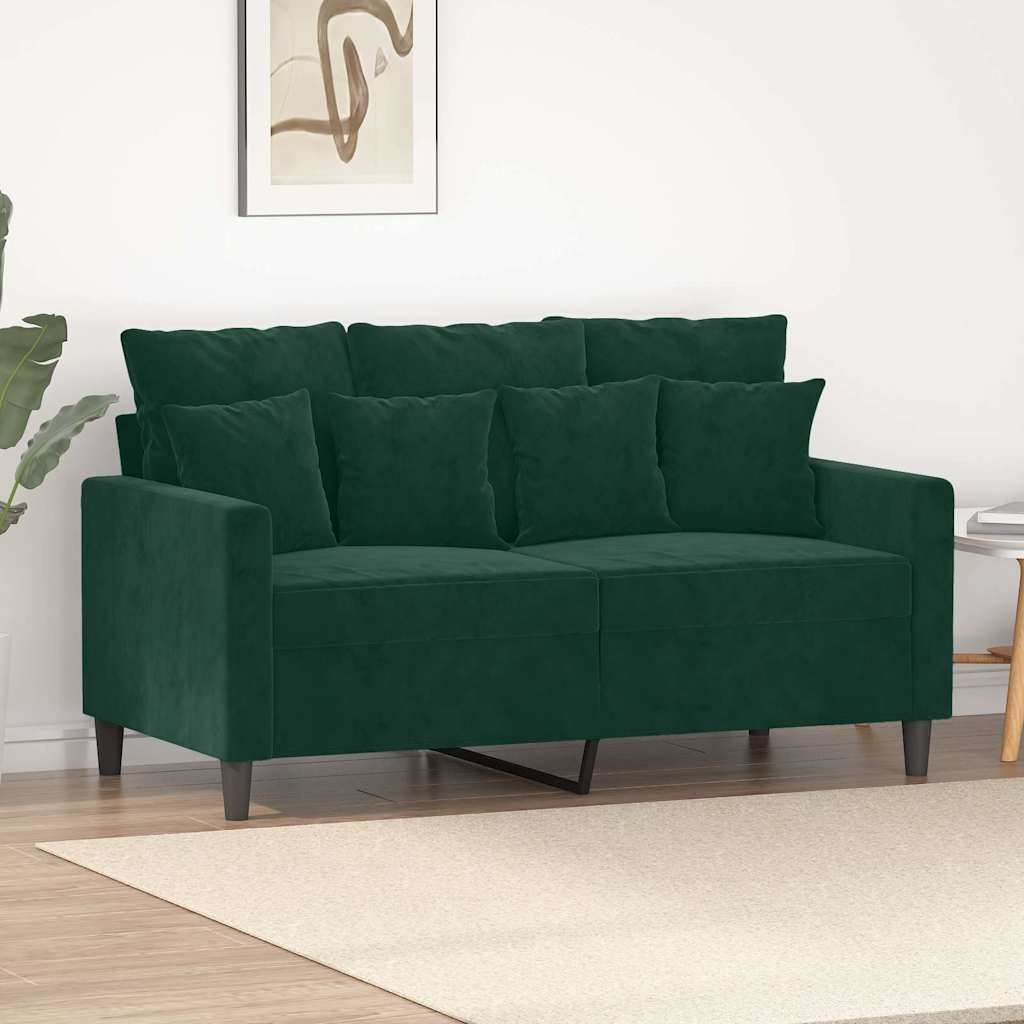 Divano a 2 Posti Verde Scuro 120 cm in Velluto