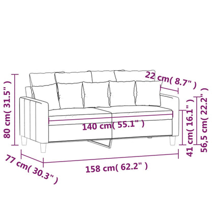 Divano a 2 Posti grigio scuro140 cm in Velluto