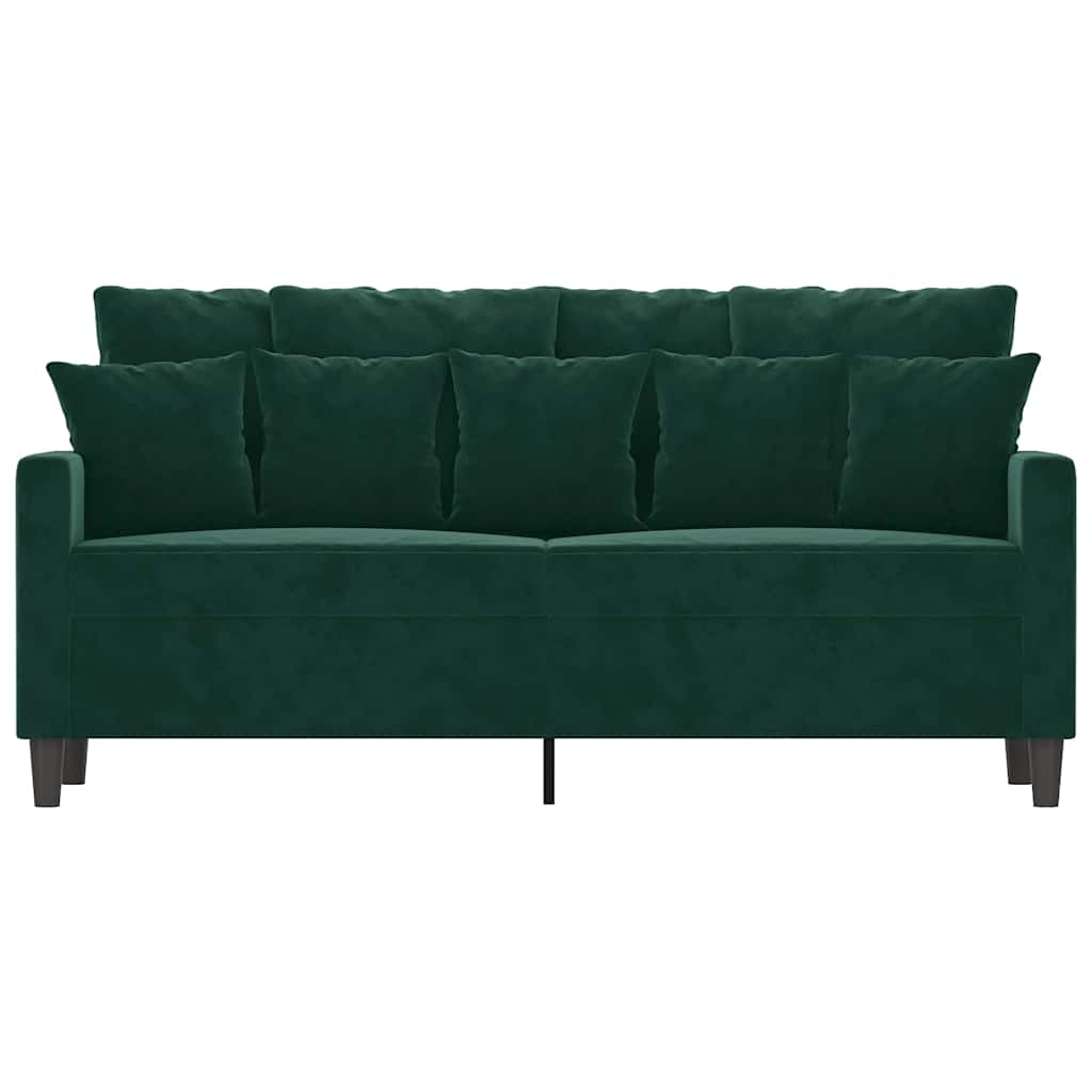 Divano a 2 Posti Verde Scuro 140 cm in Velluto