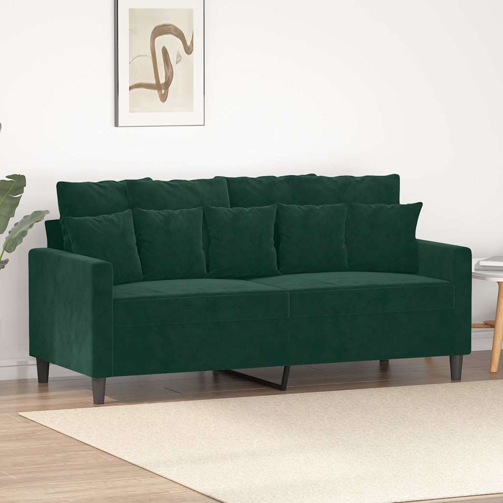 Divano a 2 Posti Verde Scuro 140 cm in Velluto