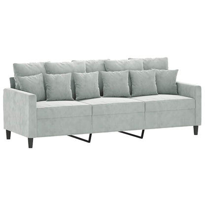 Divano a 3 Posti Grigio Chiaro 180 cm in Velluto