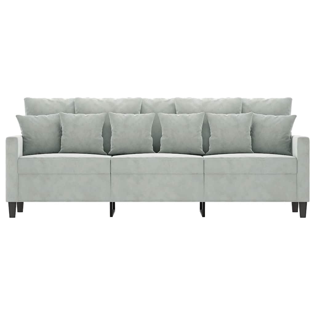 Divano a 3 Posti Grigio Chiaro 180 cm in Velluto