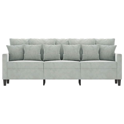 Divano a 3 Posti Grigio Chiaro 180 cm in Velluto