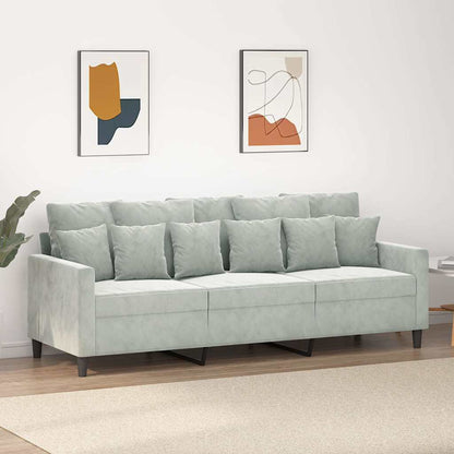 Divano a 3 Posti Grigio Chiaro 180 cm in Velluto