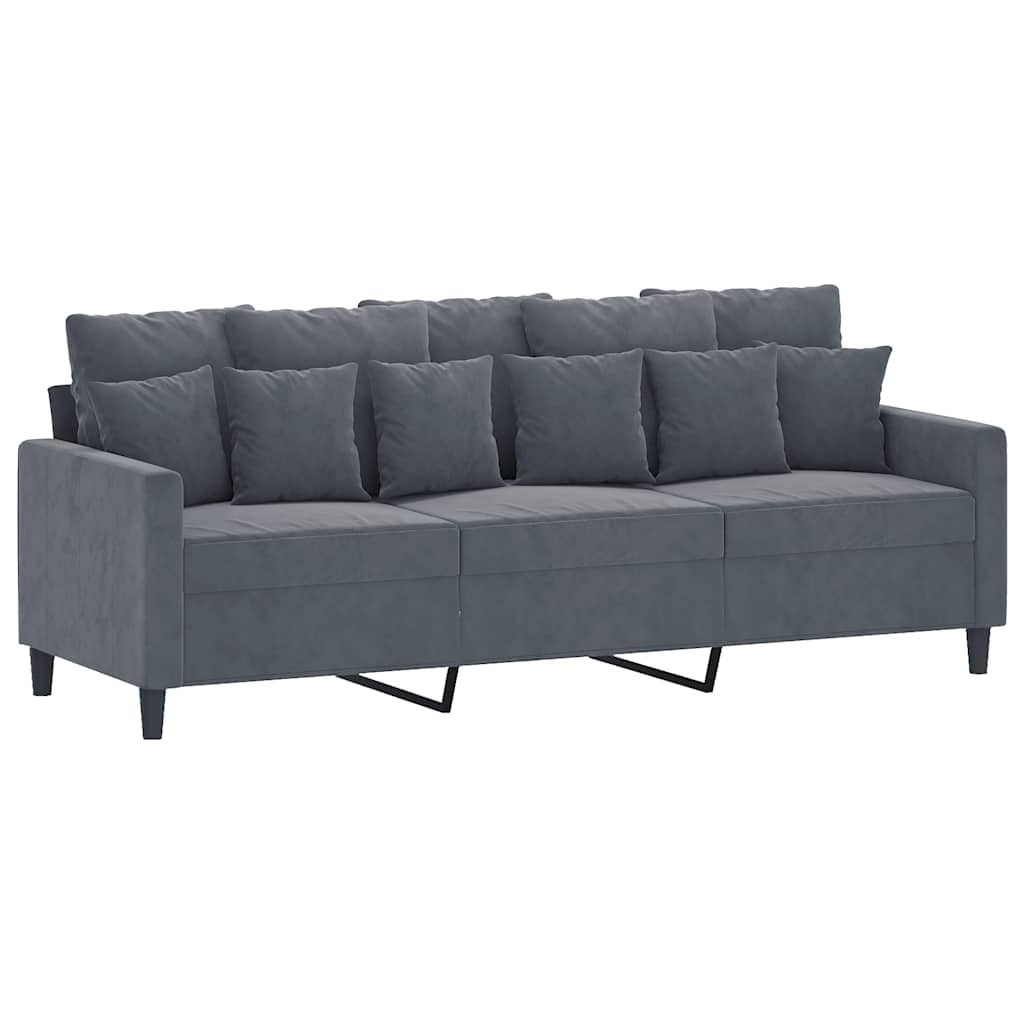 Divano a 3 Posti Grigio Scuro 180 cm in Velluto
