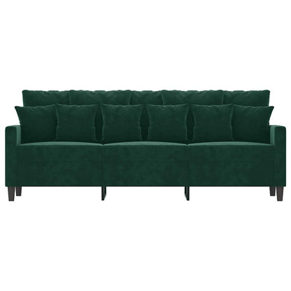 Divano a 3 Posti Verde Scuro 180 cm in Velluto