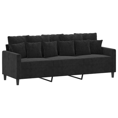 Schwarzes 3-Sitzer-Sofa 180 cm aus Samt