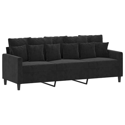 Divano a 3 Posti Nero 180 cm in Velluto