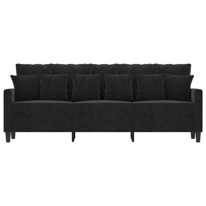 Schwarzes 3-Sitzer-Sofa 180 cm aus Samt