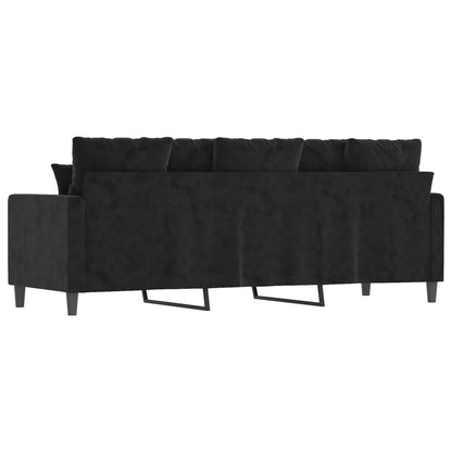 Schwarzes 3-Sitzer-Sofa 180 cm aus Samt